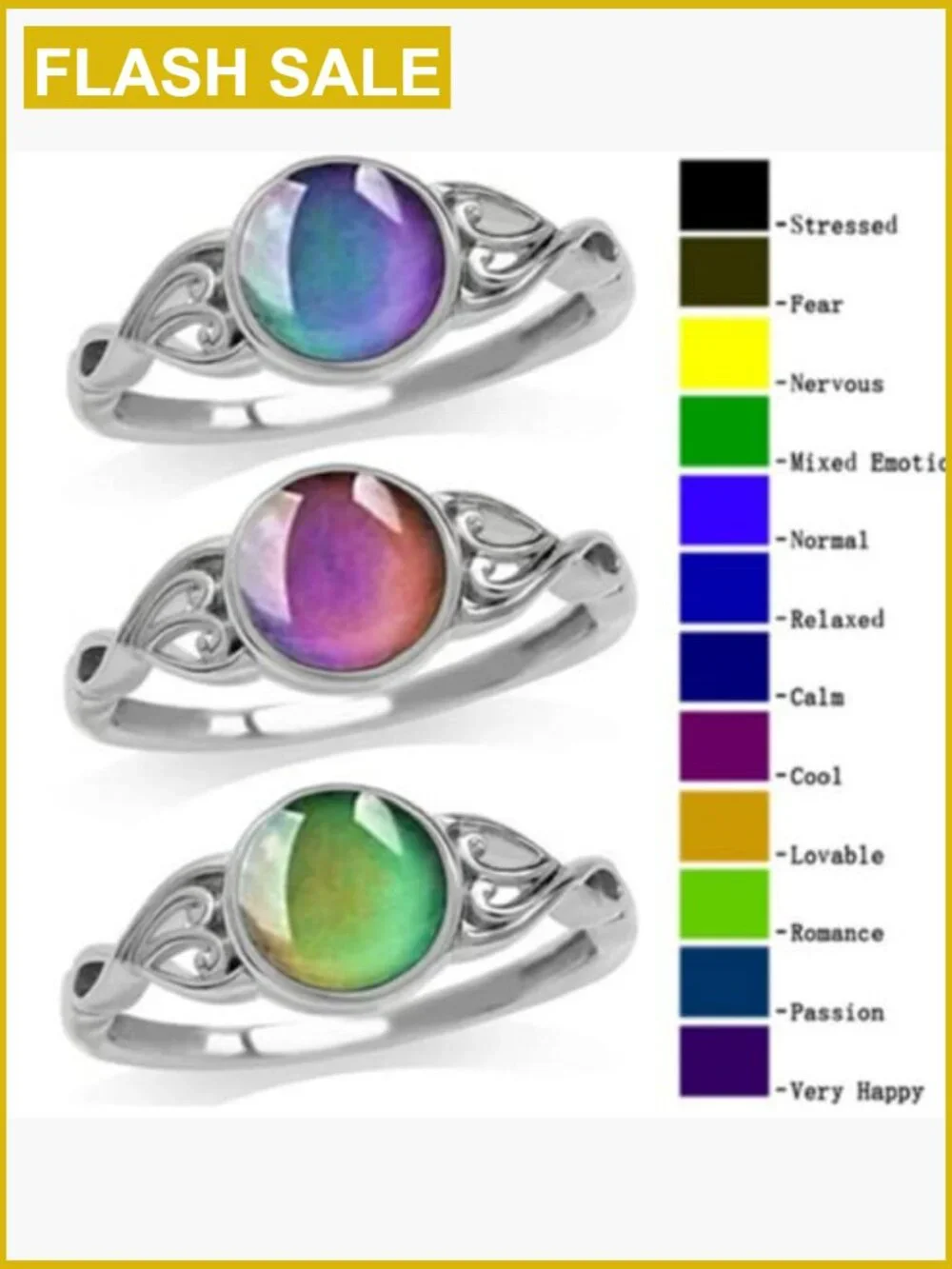 925 Sterling Silver Mood Ring CZ Eternity Band Size 9